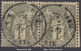 TIMBRE FRANCE SAGE 1F N/B N° 72 EN PAIRE CACHET PARIS RUE BONAPARTE - 1876-1878 Sage (Type I)