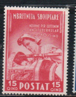 ALBANIA 1943 PRO OPERE ANTI TUBERCOLARI ANTITUBERCOLARI TUBERCOLOSI TUBERCULOSIS 15q + 10q MNH - Albanie