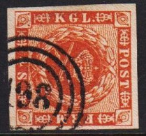1858. DANMARK Beautiful 4 Skilling Cancelled With Nummeral Cancel 198 KØBENHAVN  STETTIN. Very Rare Nummer... - JF536969 - Gebraucht