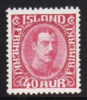 1932. ISLAND. King Christian X. Close, Unbroken Lines In Oval Frame. 40 Aur Lilac. BEAUTIFUL ... (Michel 164) - JF536974 - Ongebruikt