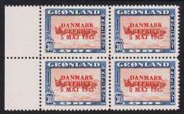 1945. GRØNLAND. DANMARK BEFRIET 5 MAJ 1945 Overprint. 30 Øre Blue/brown/red Dog Sledge. RED ... (Michel 22 I) - JF536979 - Unused Stamps