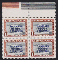 1945. GRØNLAND. DANMARK BEFRIET 5 MAJ 1945 Overprint. 1 Kr. Brown/gray Polar Bear.  BLUE Ove... (Michel 23 I) - JF536980 - Nuovi