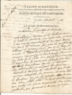 ANCIENNE LETTRE LEGION D'HONNEUR MAISON ROYAL DE SAINT DENIS A MADAME LA VICOMTESSE DE LACQUIELLE DATE 1818   N°44 - Personaggi Storici