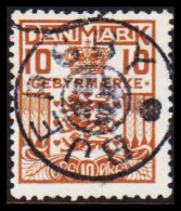 1930. DANMARK.  GEBYR. Late Fee. 10 Øre Brown.  Fine STAR Cancel  BJERGBY. (Michel V16) - JF537084 - Postage Due