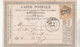 Yvert 59 Carte Précurseur MAZAMET Tarn 4/7/1875 GC 2293 à Revel Haute Garonne Voir Scan - Cartes Précurseurs