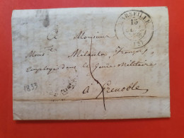 Cad De Marseille Sur Lettre Avec Texte Pour Grenoble En 1833 - Réf 2670 - 1801-1848: Precursors XIX