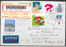 Lettre Recommandée De Reinbek 1 Du 10.09.98 Pour Bordeaux Chéques  Affranchissement Philatélique - Etiquettes 'Recommandé' & 'Valeur Déclarée'