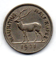 MAURITIUS, 1/2 Rupee, Copper-Nickel, Year 1971, KM # 37.1 - Mauritius