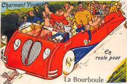 63-LA-BOURBOULE- CARTE A SYSTEME DEPLIANTE-  CHARMANT VOYAGE , EN ROUTE POUR LA BOURBOULE - La Bourboule