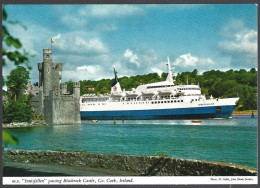 (EU)  PC 2/407 J.HINDE-Paquebot M.V. INNISFALLEN,passing Blackrock Castle,Co.Cork,Ireland.unused - Cork