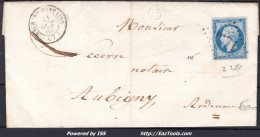 FRANCE N° 22 SUR LETTRE GC 2271 MAUBERT FONTAINE ARDENNES + CAD DU 31/10/1865 - 1862 Napoléon III.