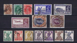 India, Indien 1937-1941: 15 Diff. Used, 15 Versch. Gestempelt - 1936-47 Roi Georges VI