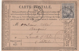Yvert 77 Sage Carte Précurseur CHOMERAC 1877 Pour La Voulte Ardèche - Precursor Cards