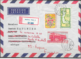 Lettre Recommandée De Karlovy Vary 1 Du 24.VII.67 Pour La Haute Volta, Renvoi à 83 Fréjus France - Brieven En Documenten