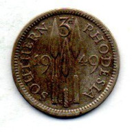 SOUTHERN RHODESIA, 3 Pence, Copper-Nickel, Year 1949, KM # 20 - Rhodesien