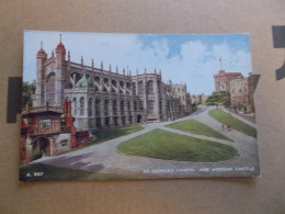 ST GEORGES CHAPEL AND WINDSOR CASTLE ( ENGLAND ANGLETERRE ) ANIMEES  CPA COLORISER - Windsor Castle