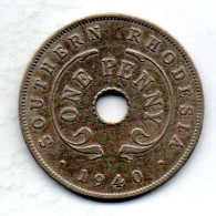 SOUTHERN RHODESIA, 1 Penny, Copper-Nickel, Year 1940, KM # 8 - Rhodesien