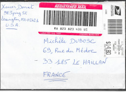 Lettre Recommandée De Center Station MA 01701 Du 12 FEB 2015 Pour Le Haillan France - Covers & Documents