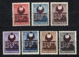 1953 TURKEY PURPLE BROWN OVERPRINTED OFFICIAL STAMPS MNH ** - Timbres De Service