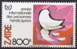 ZAIRE 1981 - 1v - MNH - Intl Year Of Disabled - Handicap Health Santé Salud Gesundheit Behindert - Dove - Feathers - Handicaps