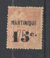 MARTINIQUE - 1888-91 - N°YT. 18 - Type Alphée Dubois 15c Sur 75c Rose - Neuf (*) / MNG - Neufs