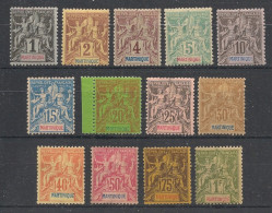 MARTINIQUE - 1892 - N°YT. 31 à 43 - Type Groupe - Série Complète - Neuf * / MH VF - Neufs