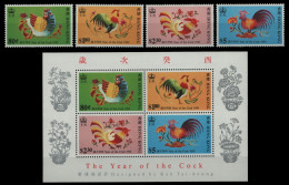 Hongkong 1993 - Mi-Nr. 683-686 & Block 25 ** - MNH - Jahr Des Hahnes - Nuevos