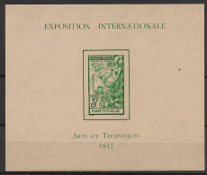 MARTINIQUE - 1937 - Bloc Feuillet BF N°YT. 1 - Exposition Internationale - Neuf * / MH VF - Blocchi & Foglietti