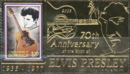 Dominica, 2005, Mi 3670, 70th Anniversary Of The Birth Of Elvis Presley,  Gold, 1v, MNH - Elvis Presley