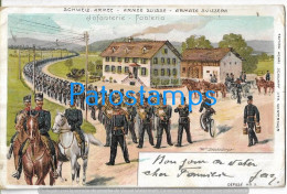 217142 SWITZERLAND ART ARTE SIGNED STÜCKELBERGER MILITARY FANTERIA INFANTRY CIRCULATED TO FRANCE  POSTAL POSTCARD - Berg