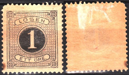 SWEDEN Postage Due 1877 Figure In Circle. 1o Black. Perf 13, MH Lot #1 - Postage Due