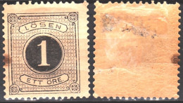 SWEDEN Postage Due 1877 Figure In Circle. 1o Black. Perf 13, MH Lot #2 - Portomarken