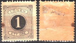 SWEDEN Postage Due 1877 Figure In Circle. 1o Black. Perf 13, MH Lot #2 - Impuestos