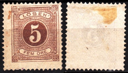 SWEDEN Postage Due 1877 Figure In Circle. 5o Brown. Perf 13, MH No Gum - Segnatasse