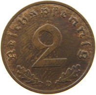 GERMANY 2 PFENNIG 1939 D TOP #c083 0051 - 2 Reichspfennig