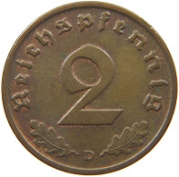 GERMANY 2 PFENNIG 1939 D #a032 0351 - 2 Reichspfennig