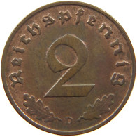 GERMANY 2 PFENNIG 1939 D #a032 0371 - 2 Reichspfennig