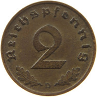 GERMANY 2 PFENNIG 1939 D TOP #c083 0005 - 2 Reichspfennig