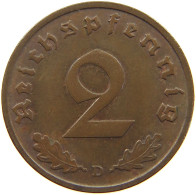 GERMANY 2 PFENNIG 1938 D TOP #c083 0103 - 2 Reichspfennig