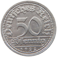 GERMANY 50 PFENNIG 1922 G #c054 0047 - 50 Rentenpfennig & 50 Reichspfennig