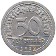 GERMANY 50 PFENNIG 1922 G #c016 0695 - 50 Rentenpfennig & 50 Reichspfennig