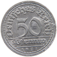 GERMANY 50 PFENNIG 1921 F #c035 0403 - 50 Rentenpfennig & 50 Reichspfennig