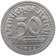 GERMANY 50 PFENNIG 1922 G #c016 0685 - 50 Rentenpfennig & 50 Reichspfennig