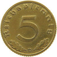 GERMANY 5 PFENNIG 1938 D #a064 0621 - 5 Reichspfennig