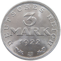 GERMANY 3 MARK 1922 J TOP #c007 0393 - 3 Marcos & 3 Reichsmark