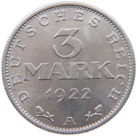 GERMANY 3 MARK 1922 A #c064 0561 - 3 Marcos & 3 Reichsmark