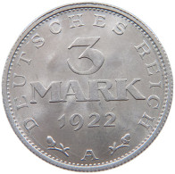 GERMANY 3 MARK 1922 A #c054 0031 - 3 Marcos & 3 Reichsmark