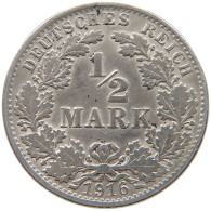 GERMANY EMPIRE 1/2 MARK 1916 A #a069 0225 - 1/2 Mark