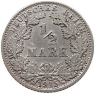 GERMANY EMPIRE 1/2 MARK 1915 J #a073 0473 - 1/2 Mark