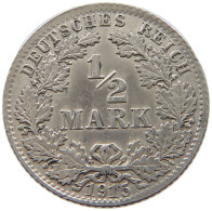 GERMANY EMPIRE 1/2 MARK 1915 D #a045 0725 - 1/2 Mark